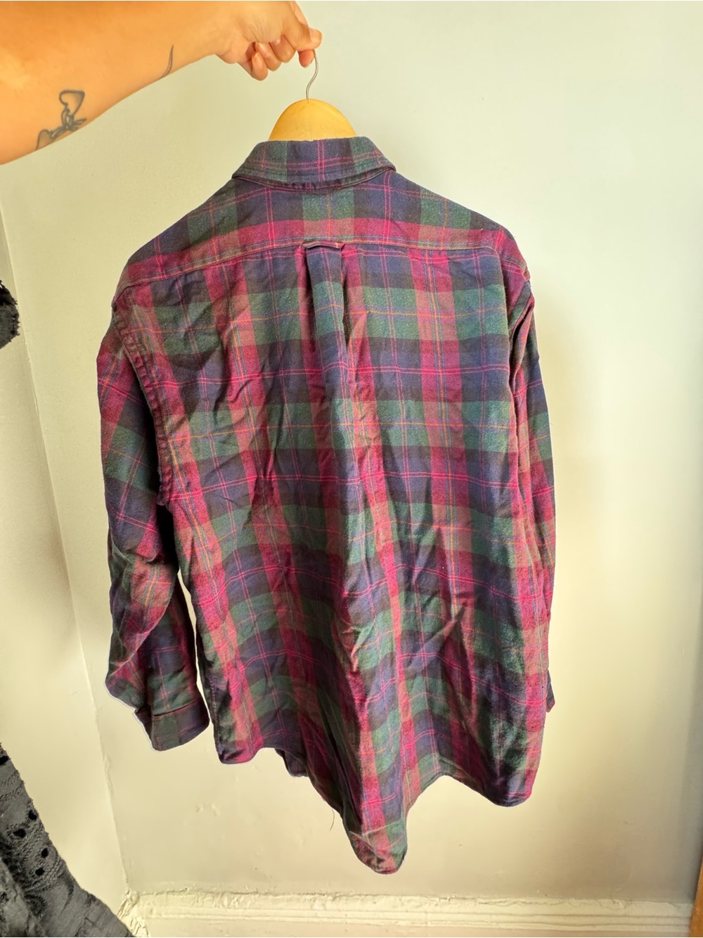 Vintage Pendleton Oversized Plaid Flannel Shirt - Deep Red & Green - Picture 5 of 6